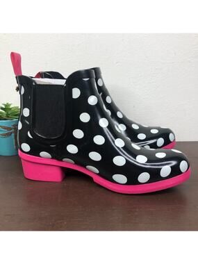 NEW Kate Spade Trudy Polka Dot Rubber Ankle Rain Boots Women's Size 6M